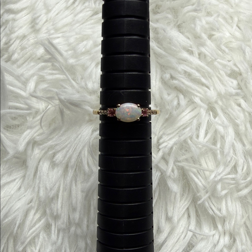 Opal And Pink Accent Ring In 14k Gold